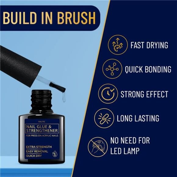 Strong Nail Glue and Strengthener - Quick Dry Brush On Gel for Long Lasting Nail - Picture 2 of 7